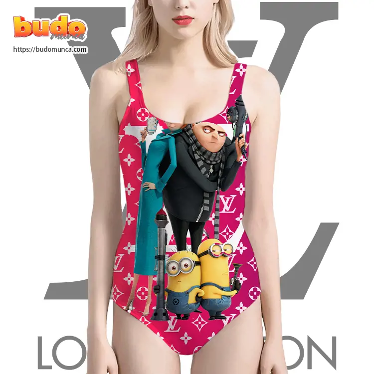 Lv feat despicable me gru minion swimsuit louis vuitton gift uninque for women